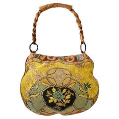 2000s Etro Tribal Canvas Shoulder Hobo Bag
