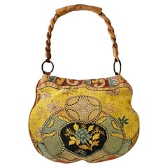 ETRO Milano Yellow Paisley Woven Fabric Tote Bag w/ Tassel & Pouch NWT  17x18.5