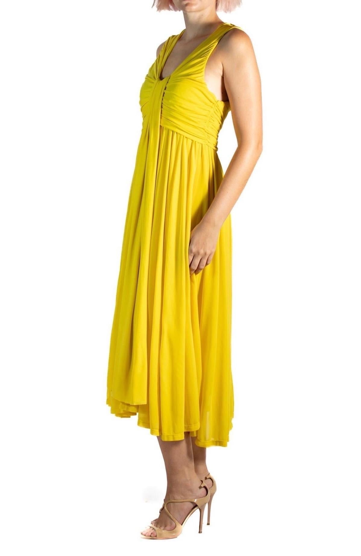 2000S Etro Yellow Poly/Viscose Jersey Fun Slinky Dress For Sale 1