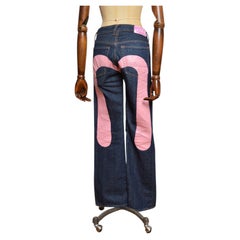 2000’s EVISU Vintage Low Rise Pink Logo Dark Denim Pants Jeans