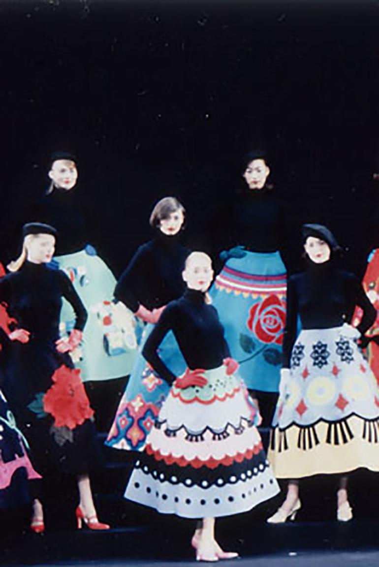 2000 Fall / Winter Keita Maruyama Blue Geometric Felt Circle Skirt 3