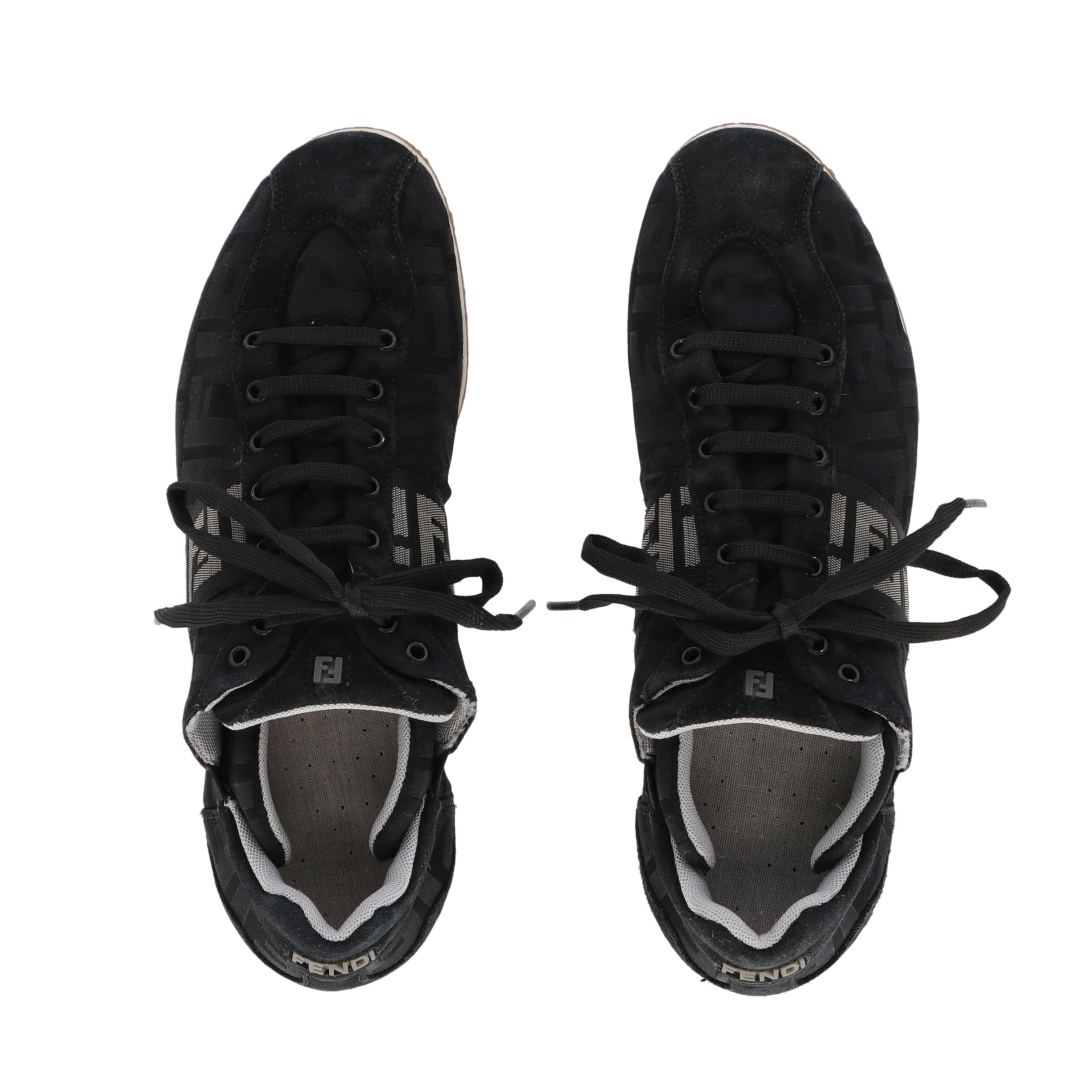 2000s Fendi Black Monogram Lace-Up Shoes 2