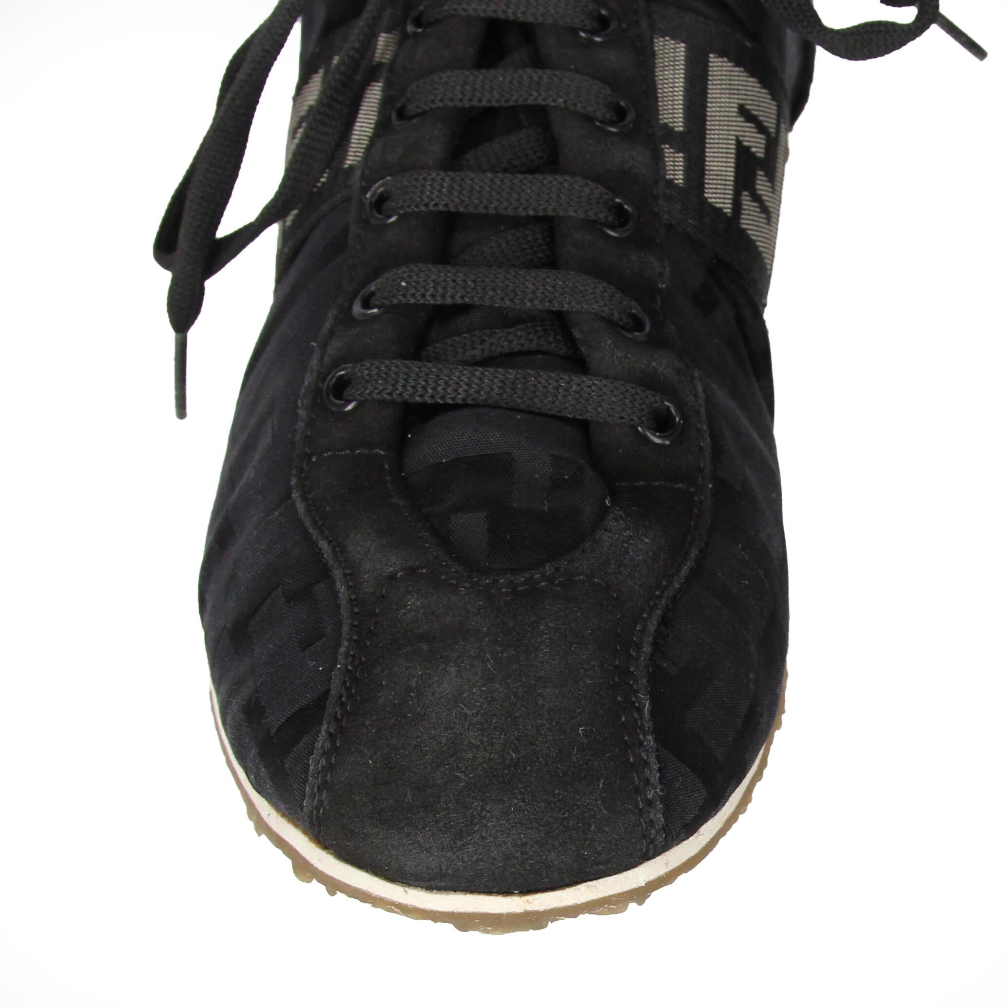 2000s Fendi Black Monogram Lace-Up Shoes 4