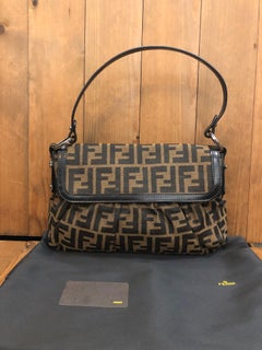 2000s FENDI Brown Zucca Jacquard Baguette Handbag