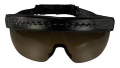 2000er Fendi by Karl Lagerfeld Braune Lederfransen-Sonnenbrille mit Schild