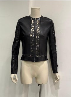2000s Fendi collarless laser-cut leather jacket