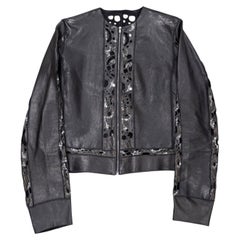 2000s Fendi collarless laser-cut leather jacket