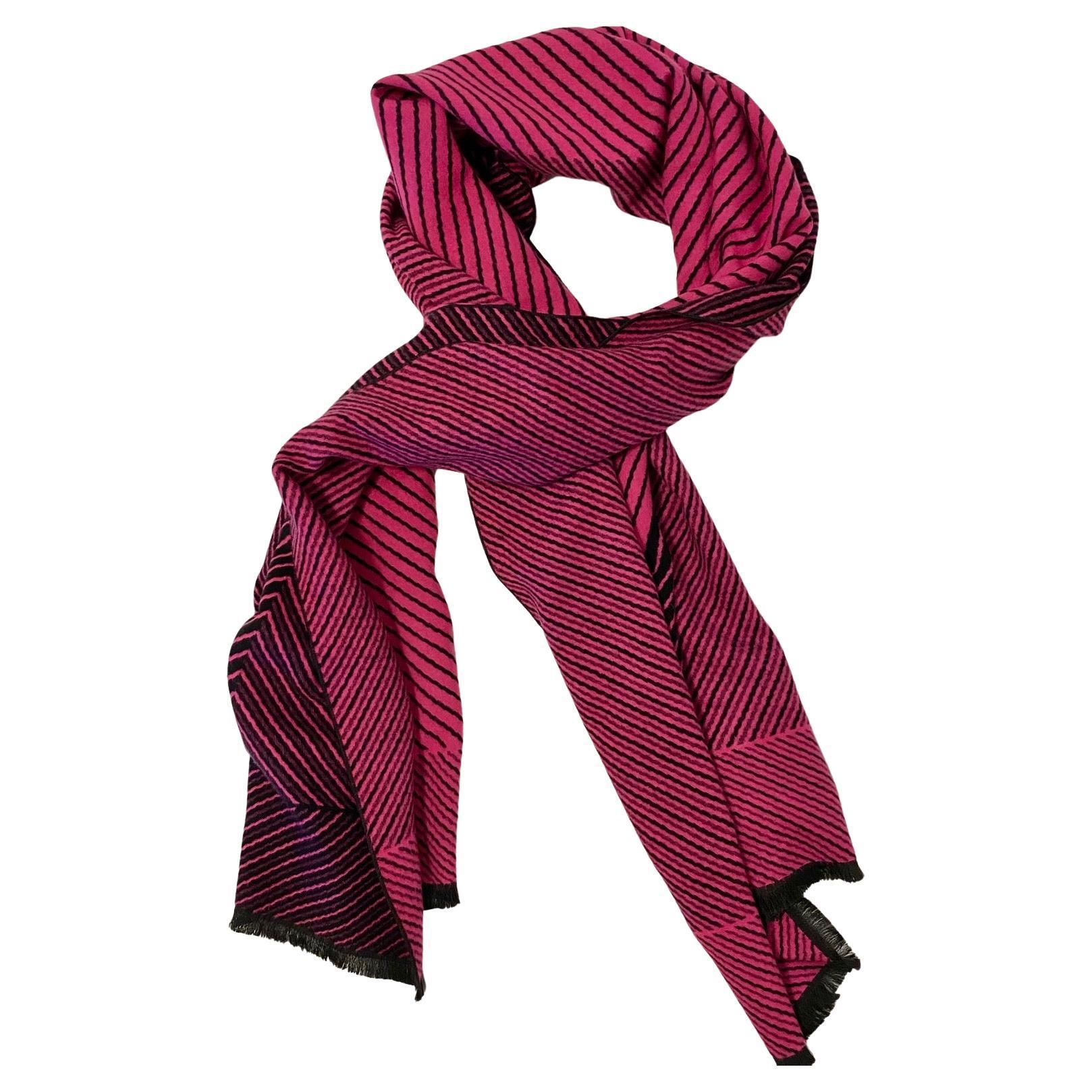 2000s Fendi Pink Striped Wool Maxi Scarf Shawl  In Good Condition In London, GB