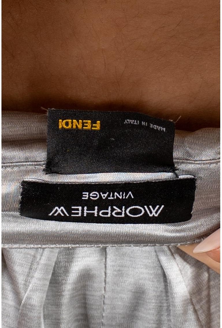 2000S A. Silver Gonna in jersey tricot di poliestere lucido di Fendi in vendita 5