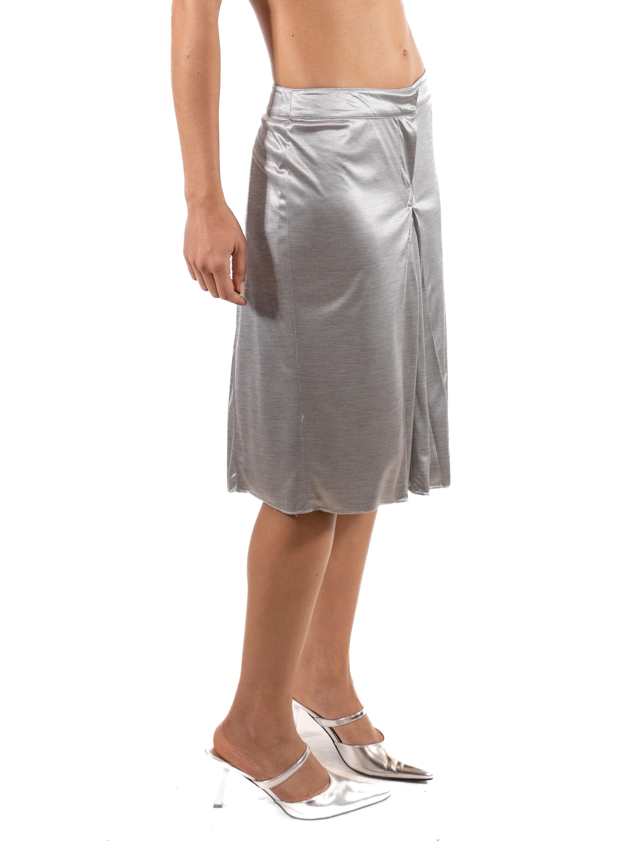 Marrone 2000S A. Silver Gonna in jersey tricot di poliestere lucido di Fendi in vendita