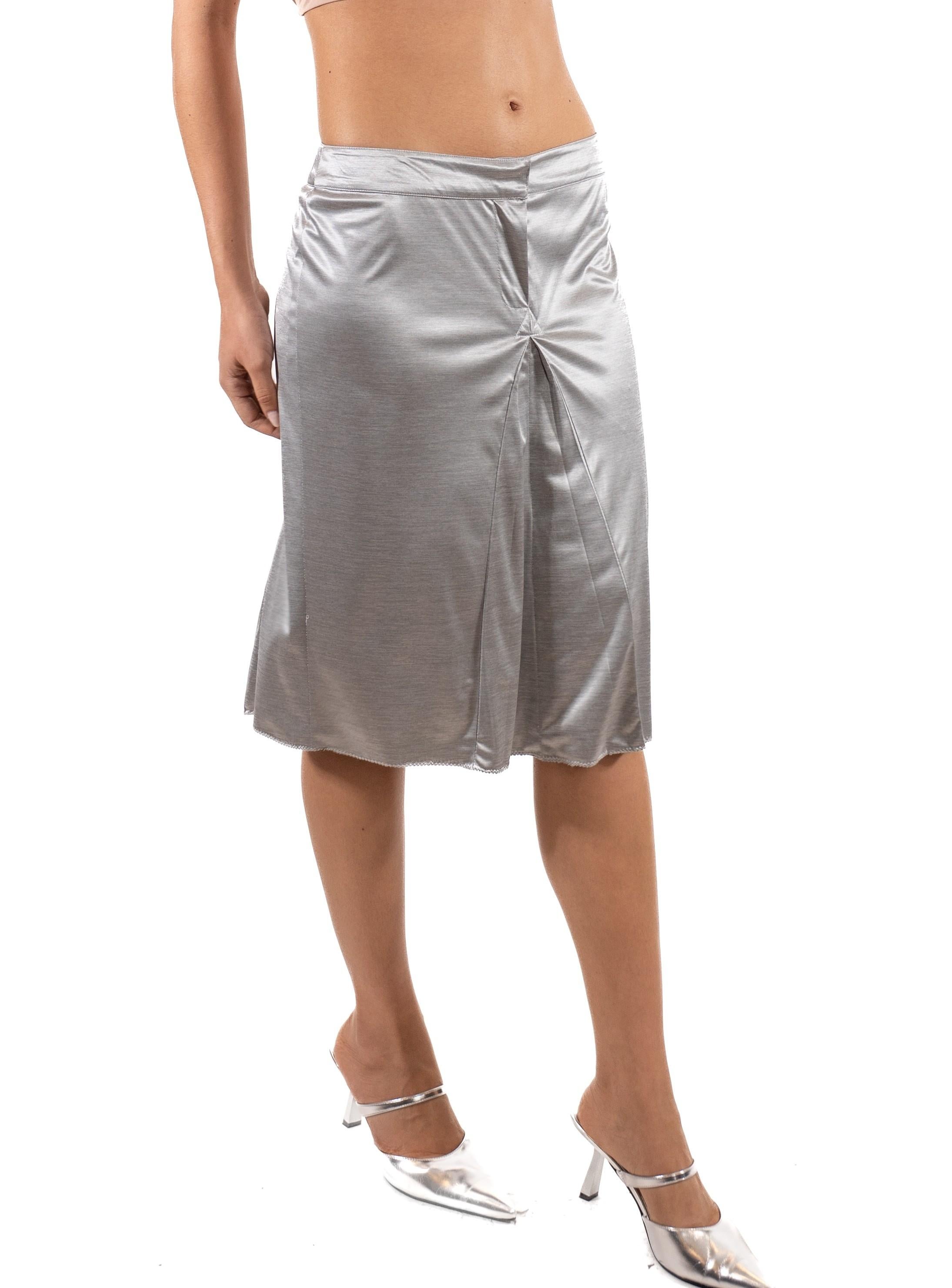 Donna 2000S A. Silver Gonna in jersey tricot di poliestere lucido di Fendi in vendita
