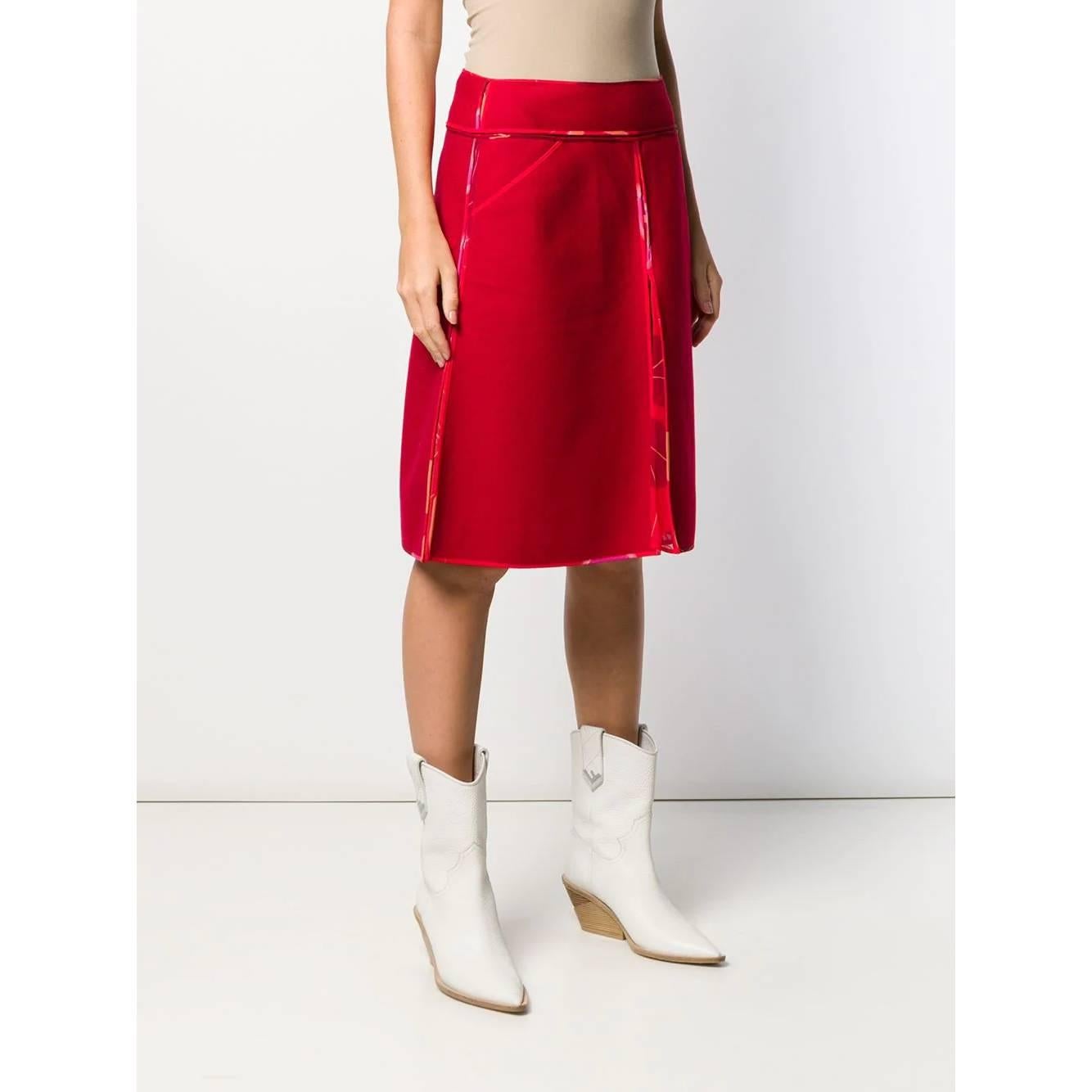 Red 2000s Fendi Trapeze Skirt