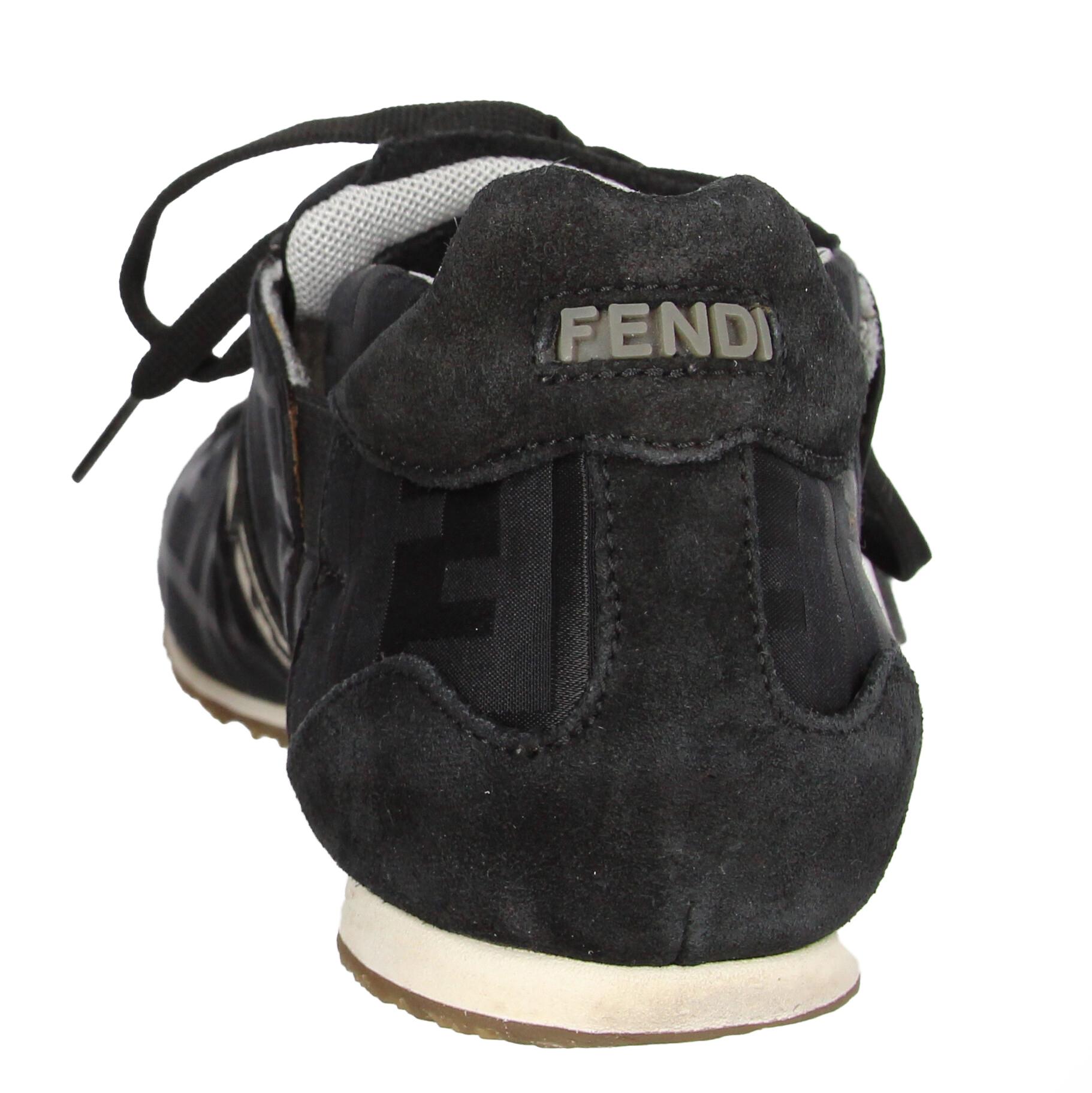 2000s Fendi Vintage Black Monogram Lace-Up Shoes 7