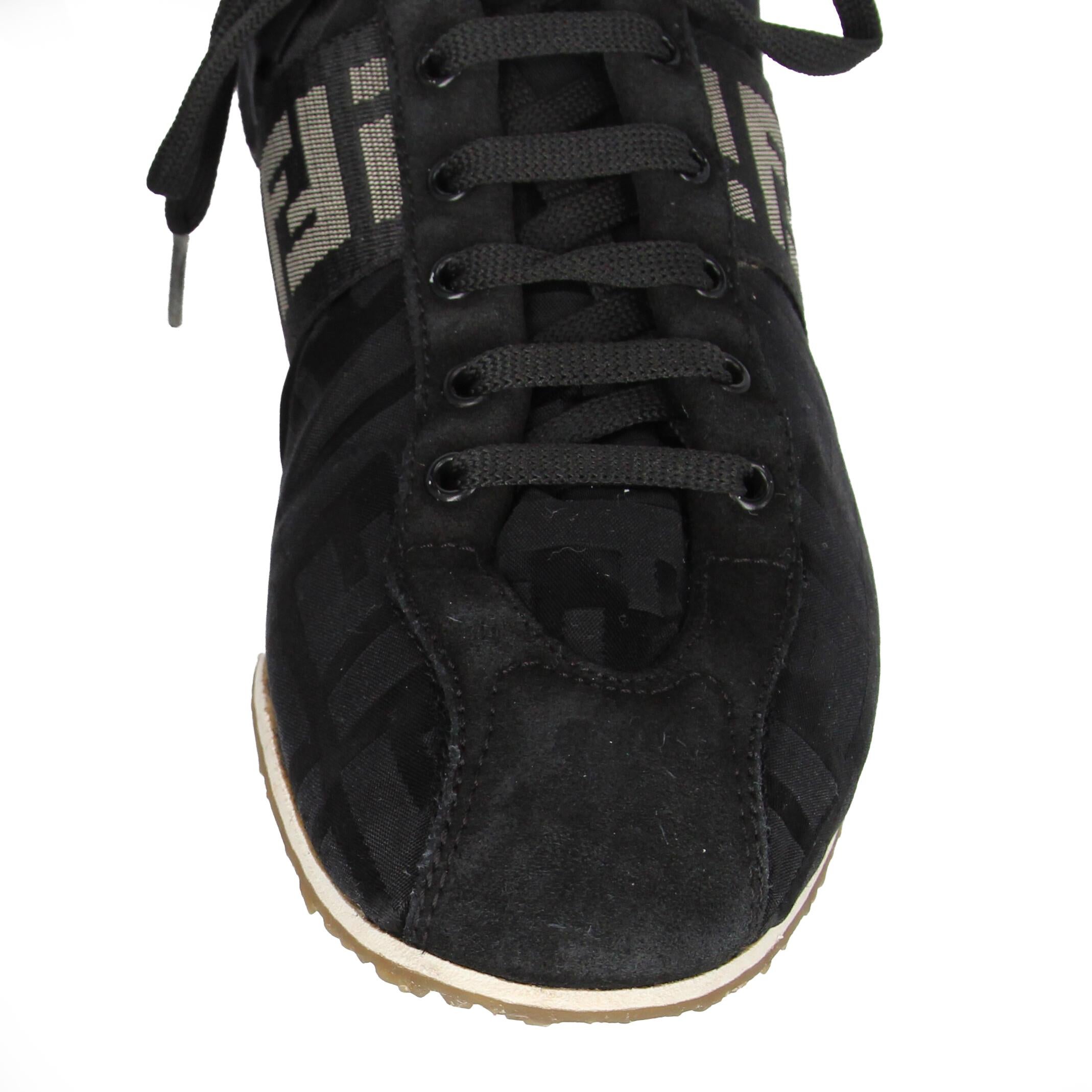 2000s Fendi Vintage Black Monogram Lace-Up Shoes 5