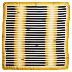 2000s Fendi Yellow Black and White Stripe Silk Scarf