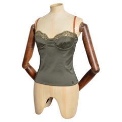2000
s Forest Green John Galliano Satin Bustier with Lace Cups - Corset Top 2000
s Forest Green John Galliano Satin Bustier with Lace Cups - Corset Top