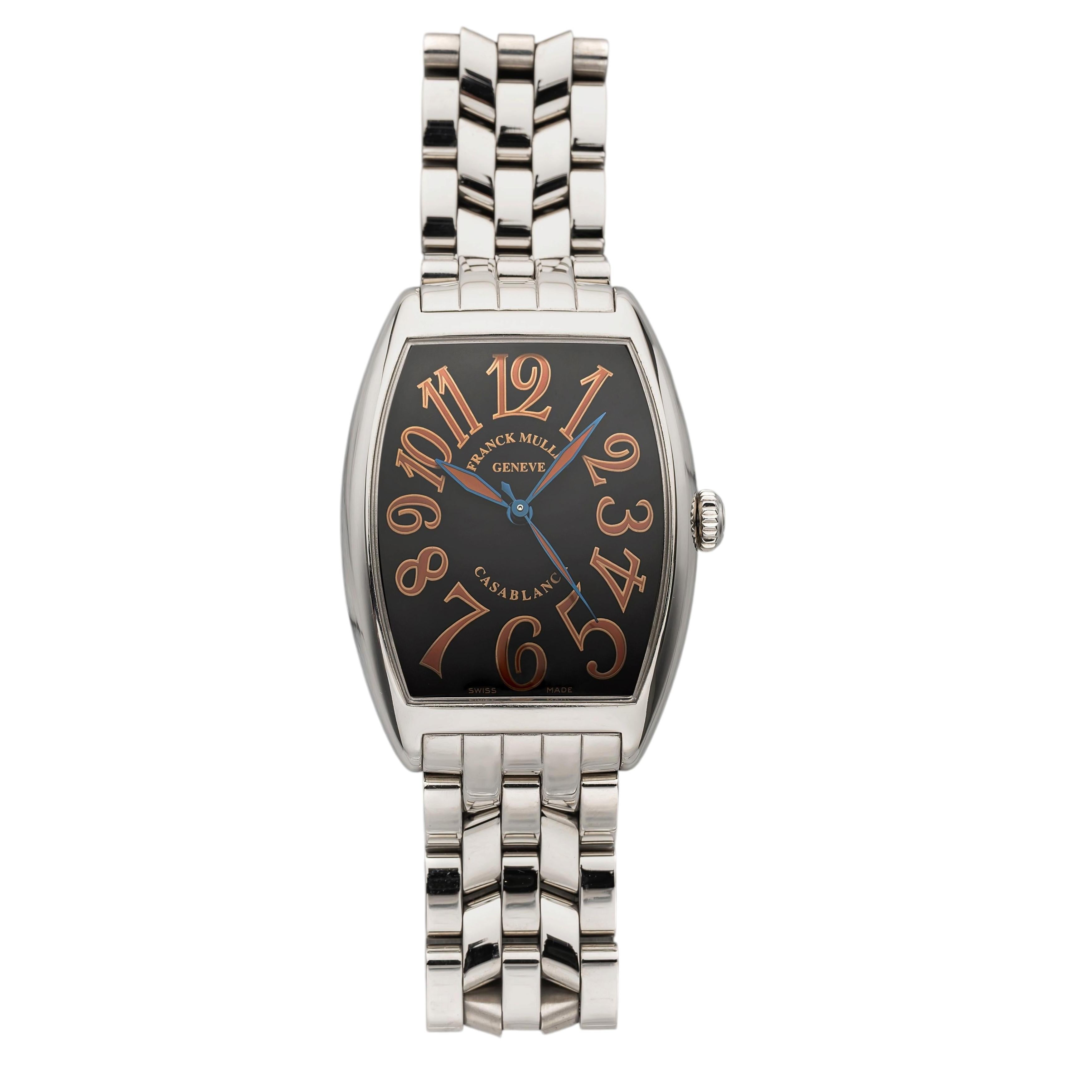 2000s Franck Muller Casablanca 2852 Stainless Steel Black Dial Automatic 31 mm For Sale