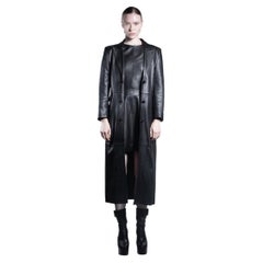 2000s French Black Lambskin Long Blazer Galeries Lafayette