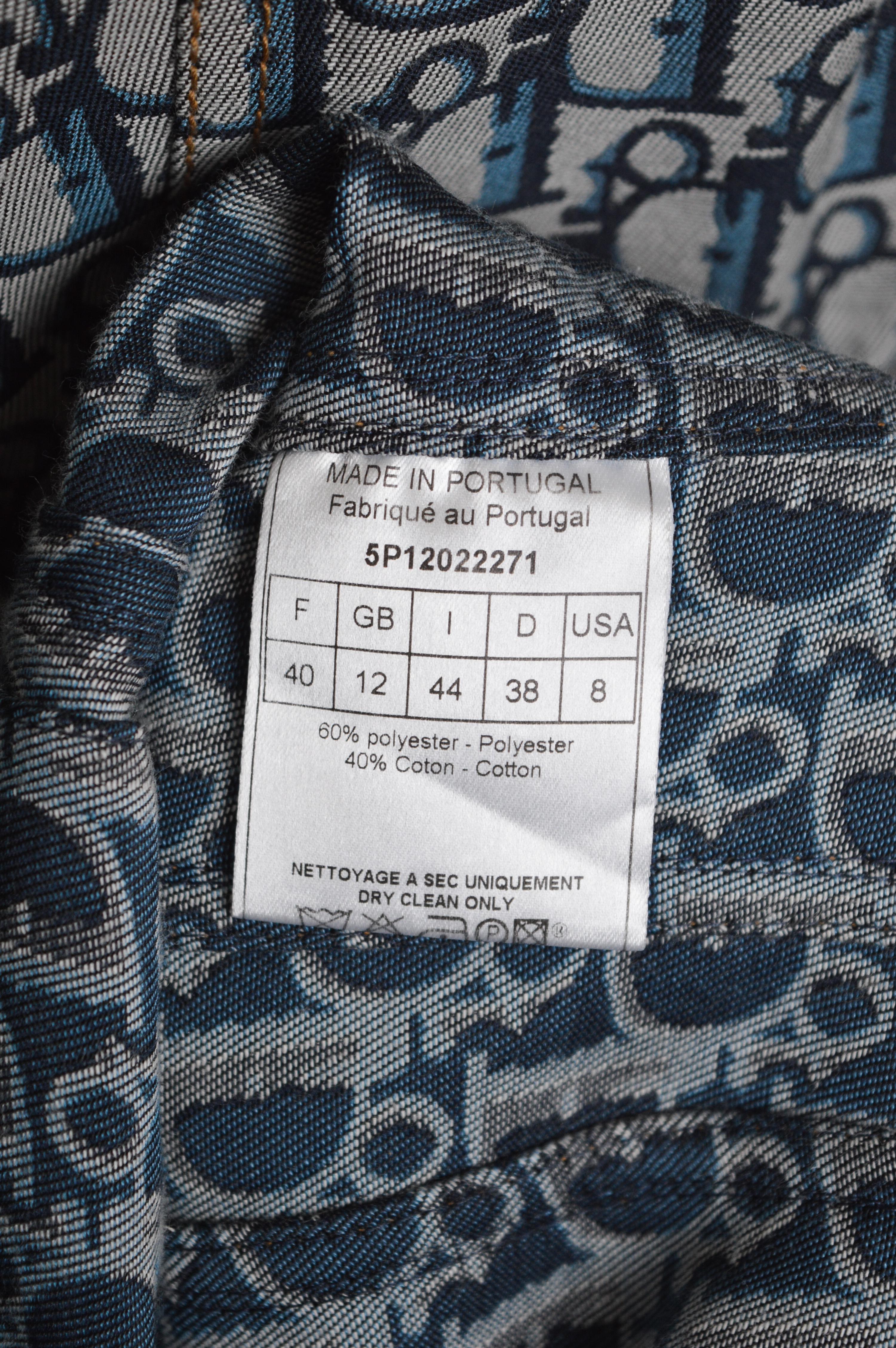 2000's Galliano era Christian Dior Trotter Oblique pattern Blue Monogram Jacket For Sale 7