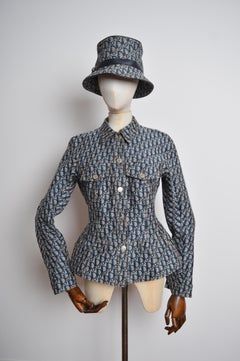 2000's Galliano era Christian Dior Trotter Oblique pattern Blue Monogram Jacket
