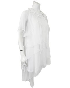 2000's Galliano White Chiffon Layered Mini Dress