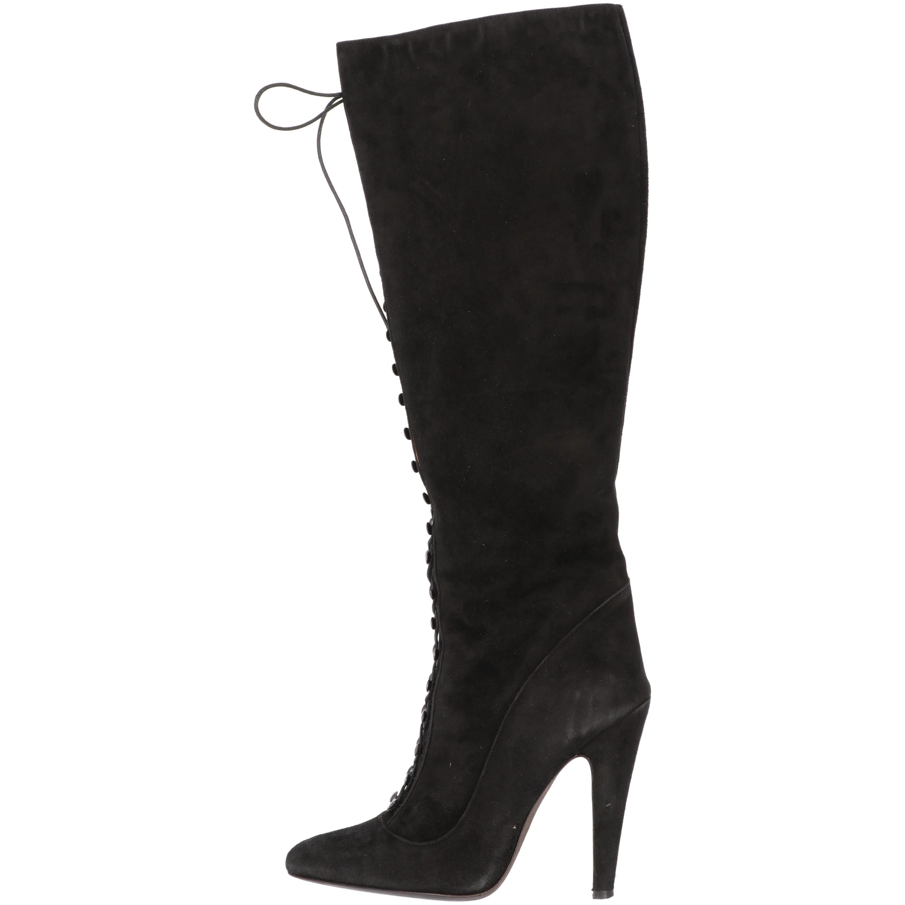 2000s Giambattista Valli Black Suede Boots For Sale at 1stDibs