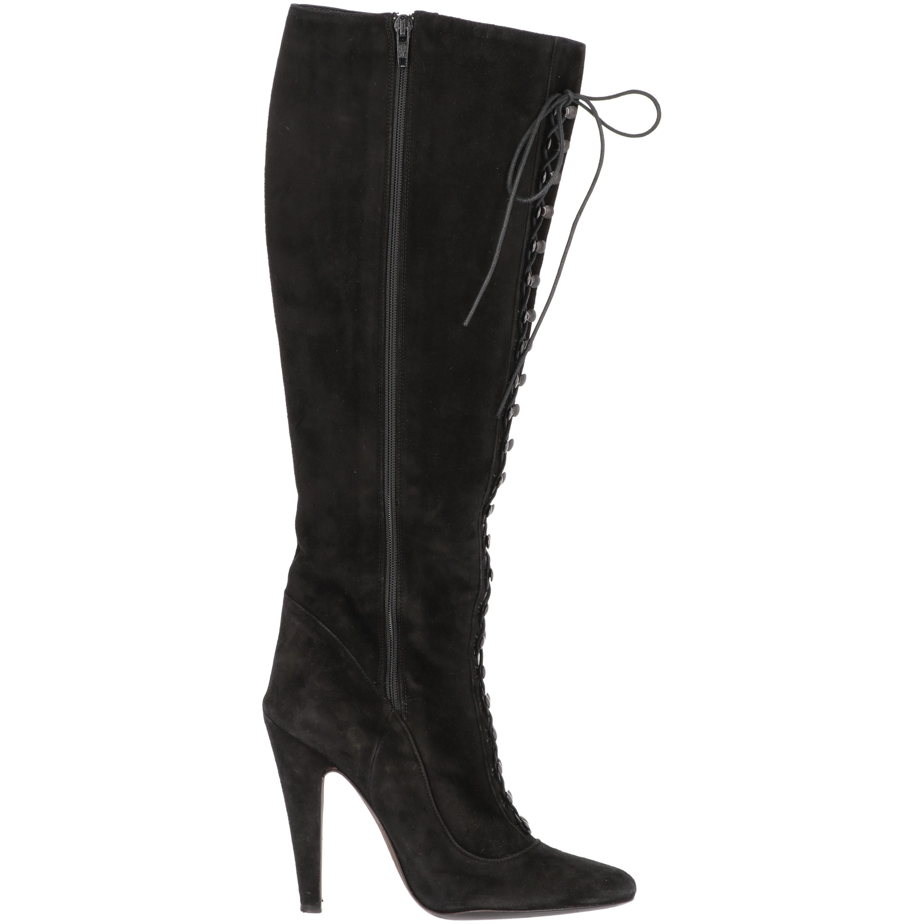 2000s Giambattista Valli Black Suede Boots For Sale 1