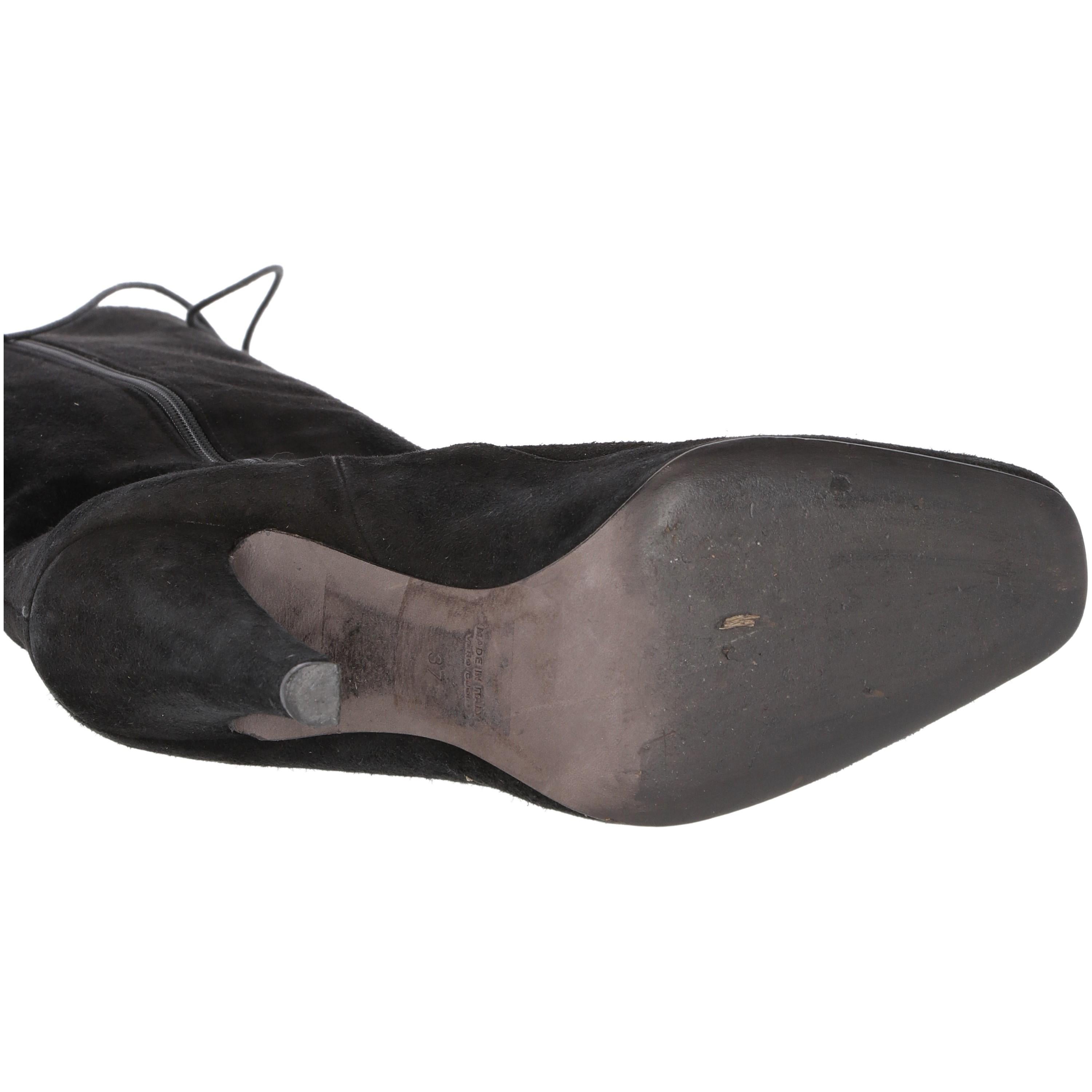 2000s Giambattista Valli Black Suede Boots For Sale 2