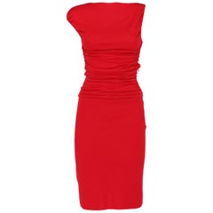 2000s Giambattista Valli Red Wool Dress