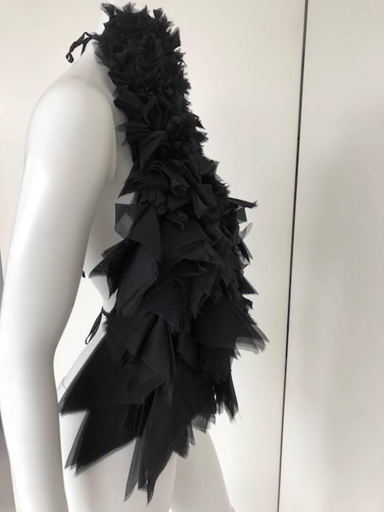 Women's 2000s Gianfranco Ferrè Haute Couture Black Top Organza and Silk Made in Italy For Sale