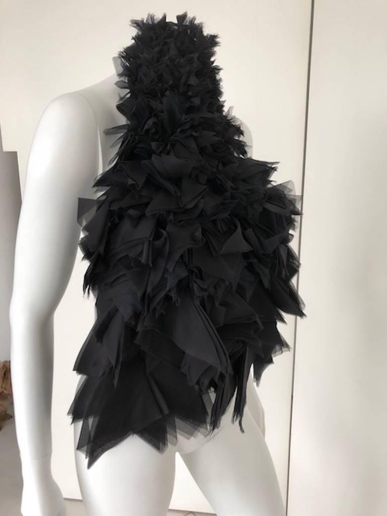 2000s Gianfranco Ferrè Haute Couture Black Top Organza and Silk Made in Italy For Sale 1
