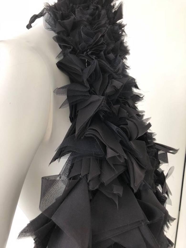 2000s Gianfranco Ferrè Haute Couture Black Top Organza and Silk Made in Italy For Sale 2