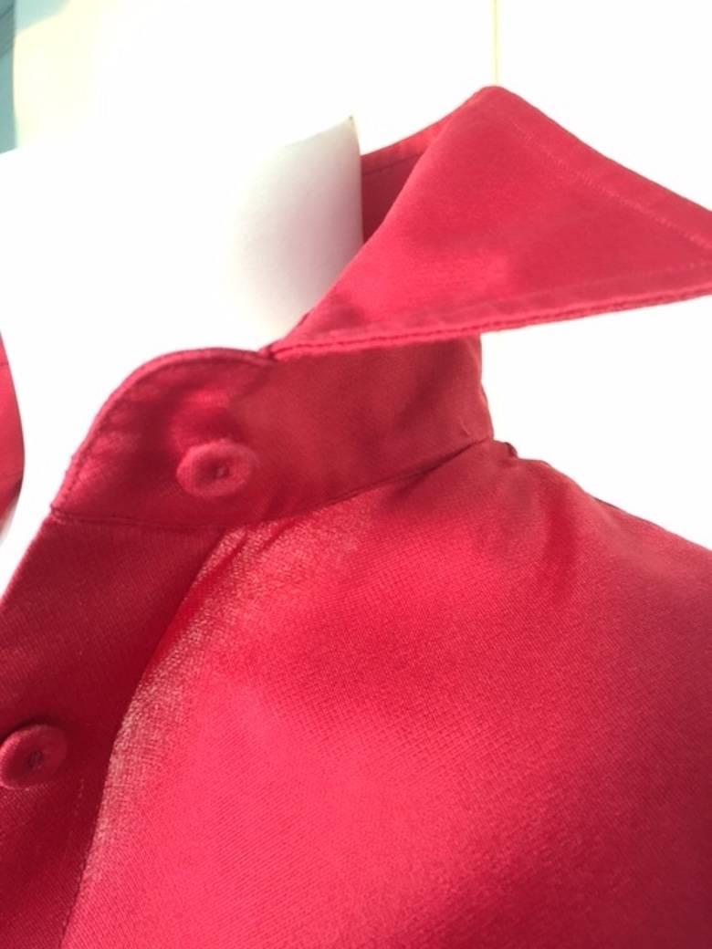 2000s Gianfranco Ferrè Silk Organza Red Cherry Blouse Made in Italy 2