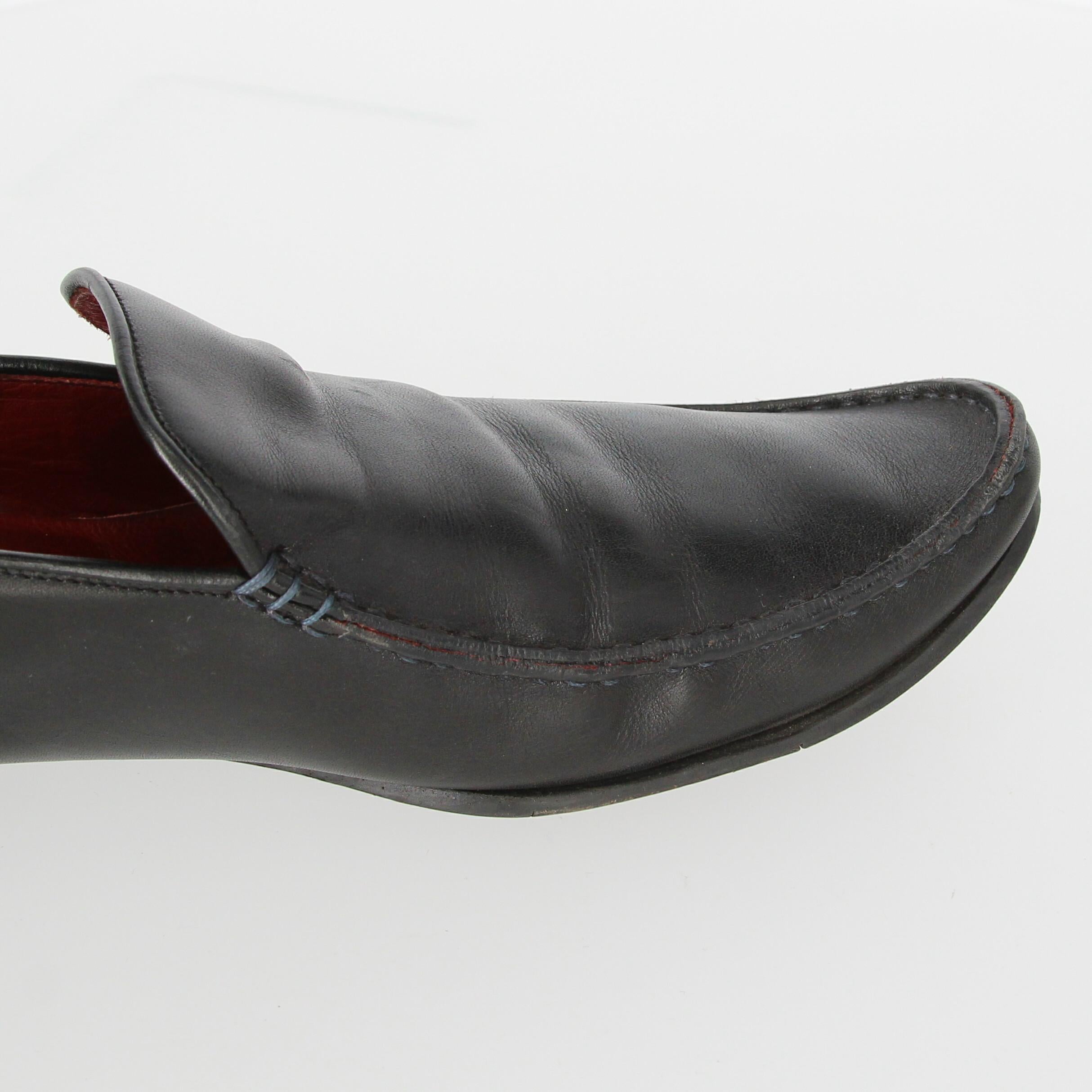 2000s Gianfranco Ferré Black Leather Loafers For Sale 4