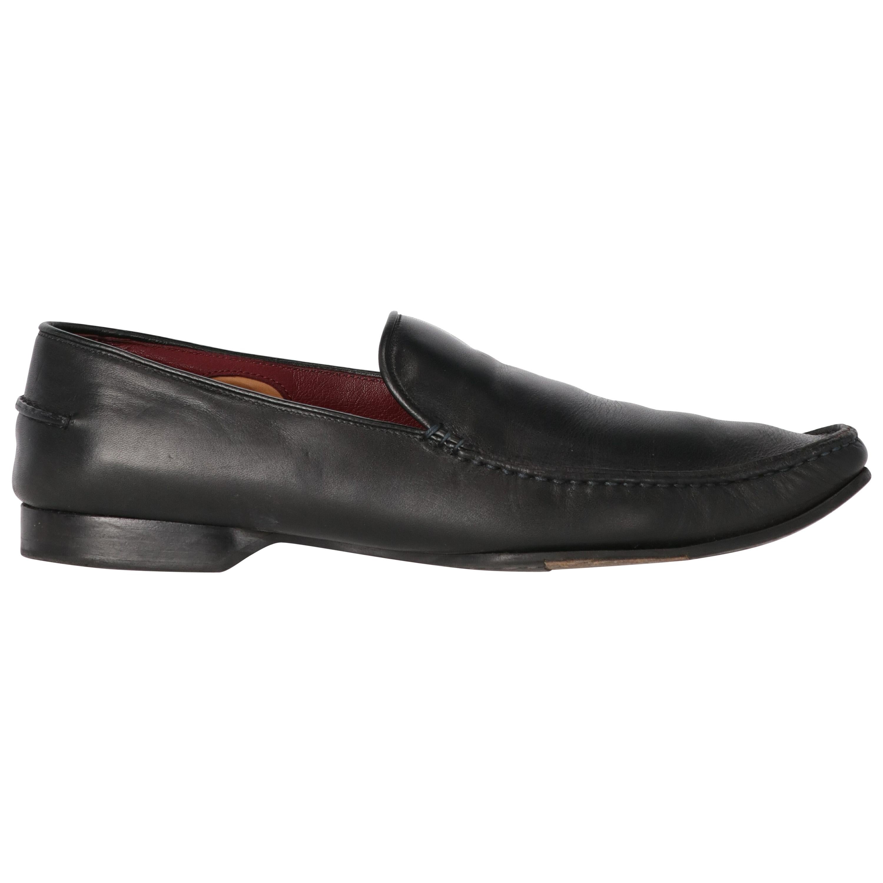 2000s Gianfranco Ferré Black Leather Loafers For Sale