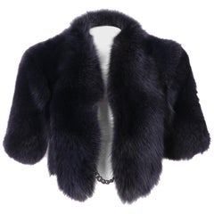  2000s Gianfranco Ferrè Blue Fox Fur Cape