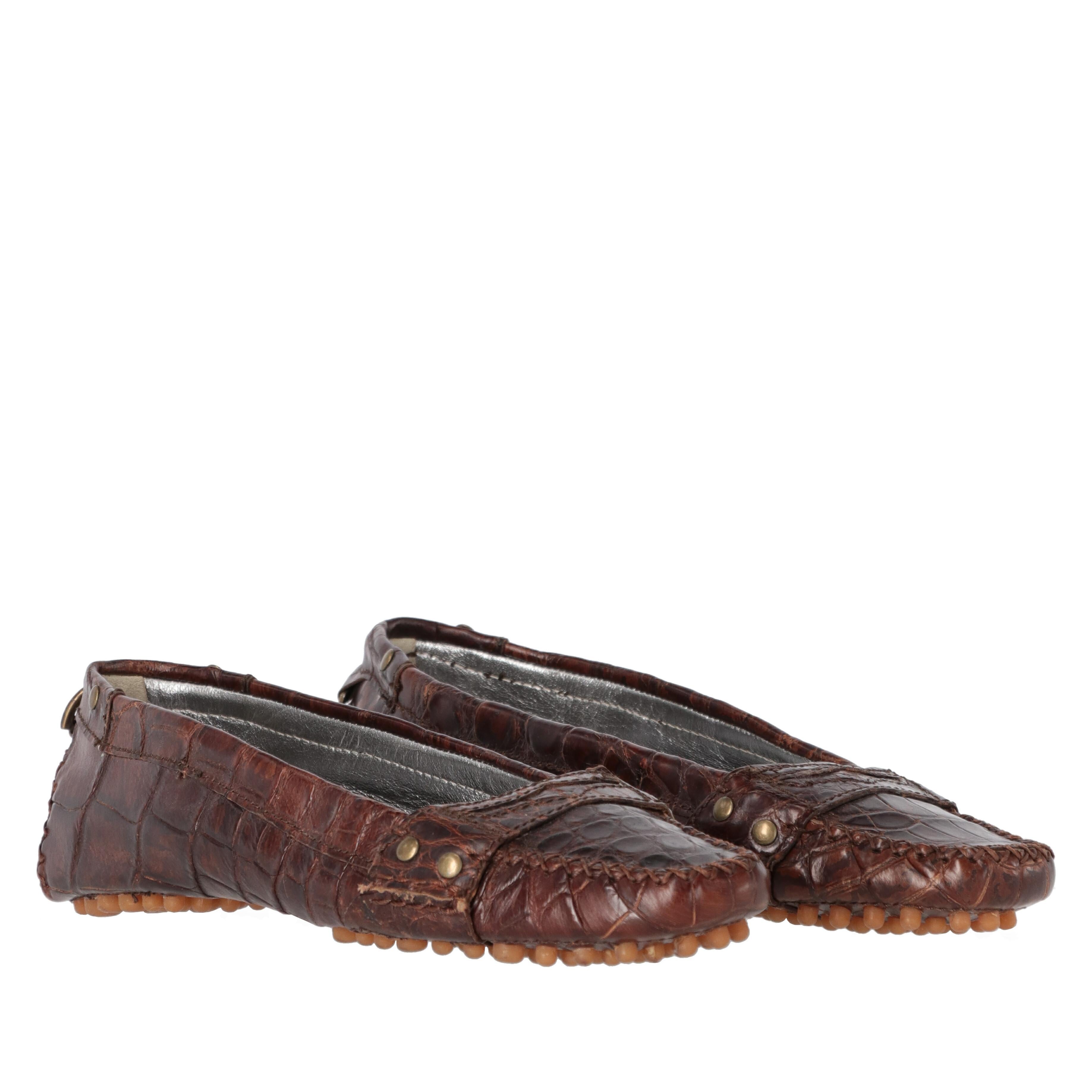 2000s Gianfranco Ferré Crocodile Leather Loafers In Excellent Condition In Lugo (RA), IT