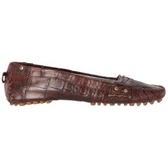 2000s Gianfranco Ferré Crocodile Leather Loafers