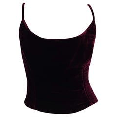 2000s Gianfranco Ferré Deep Burgundy Velvet Cami Style Tank Top