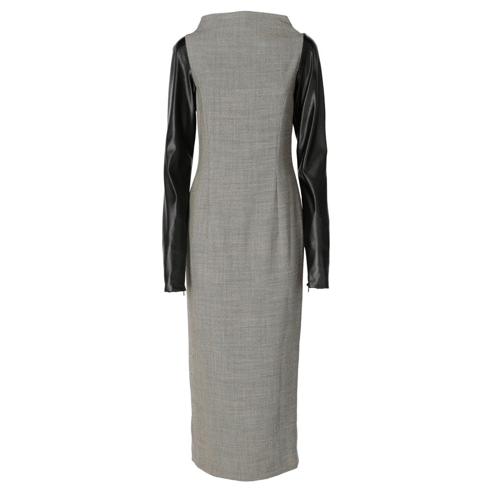 2000s Gianfranco Ferré grey and white wool long dress For Sale