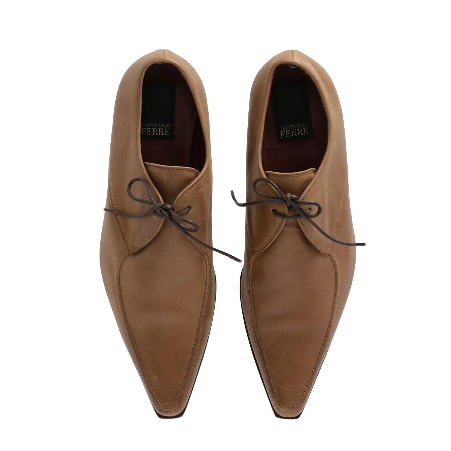 Brown 2000s Gianfranco Ferré Leather Lace-up Shoes For Sale