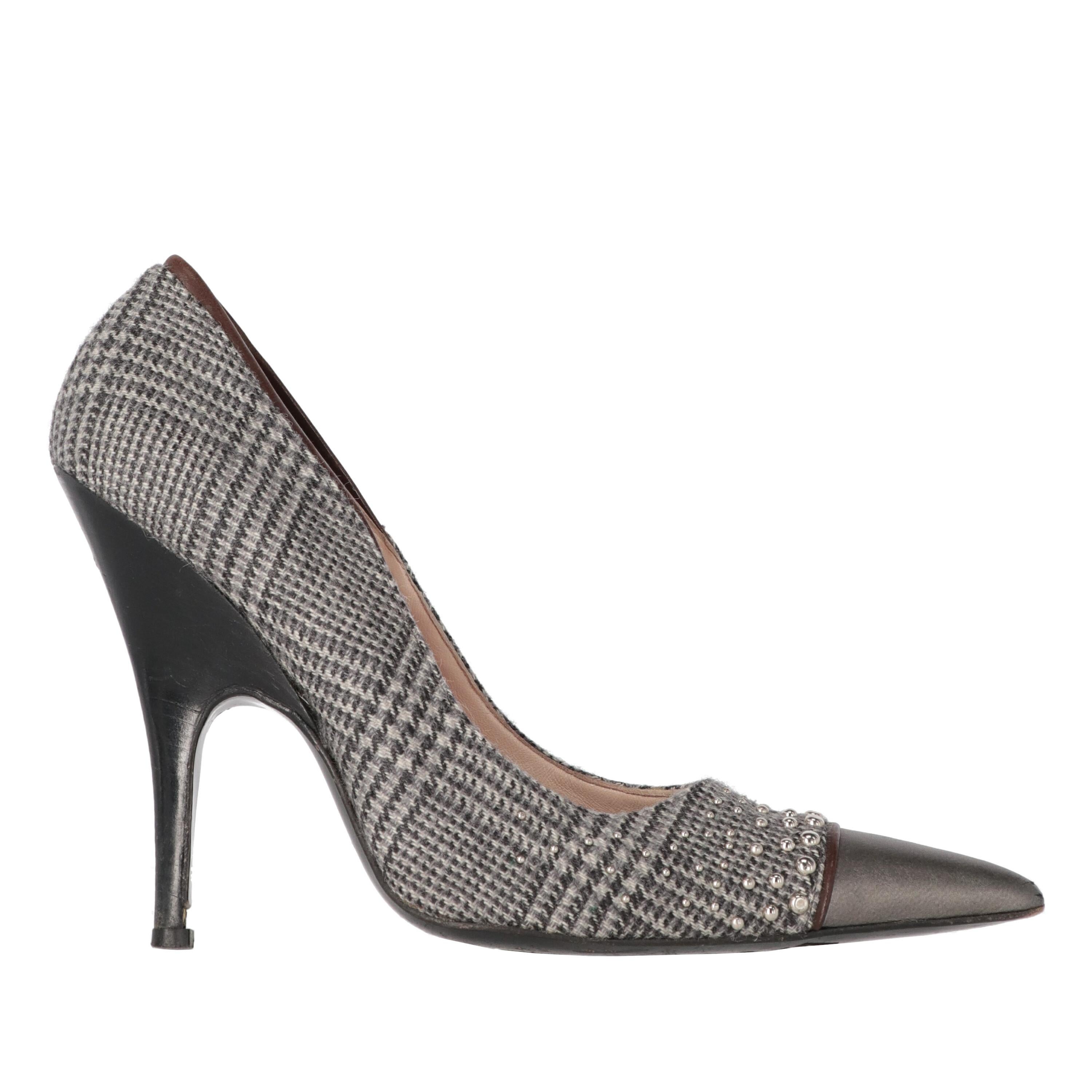 Gray 2000s Gianfranco Ferré Prince of Wales Wool Pumps