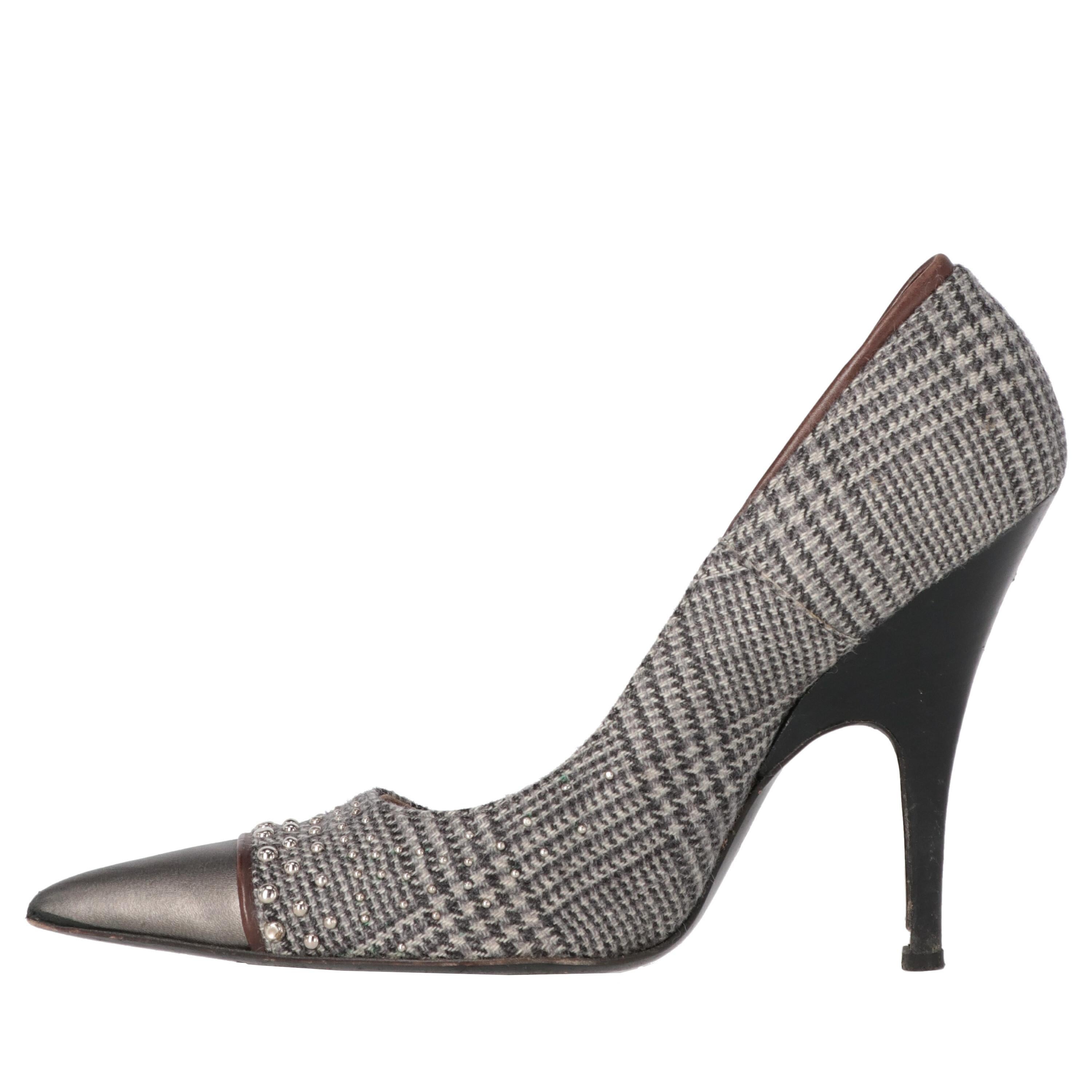 Women's 2000s Gianfranco Ferré Prince of Wales Wool Pumps