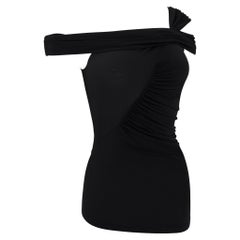 2000s Gianfranco Ferré Semi-Sheer Black Bodycon Off-the-Shoulder Tank Top IT40