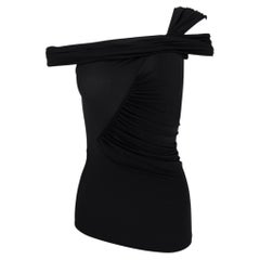 2000s Gianfranco Ferré Semi-Sheer Black Bodycon Off-the-Shoulder Tank Top IT40