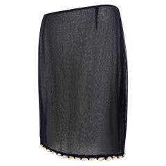 2000s Gianfranco Ferré Sheer Black Puka Shell Trim Skirt