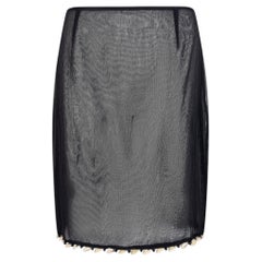 2000s Gianfranco Ferré Sheer Black Puka Shell Trim Skirt
