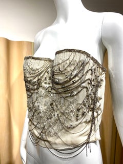 2000s Gianfranco Ferre Silk Embellished Evening Bustier