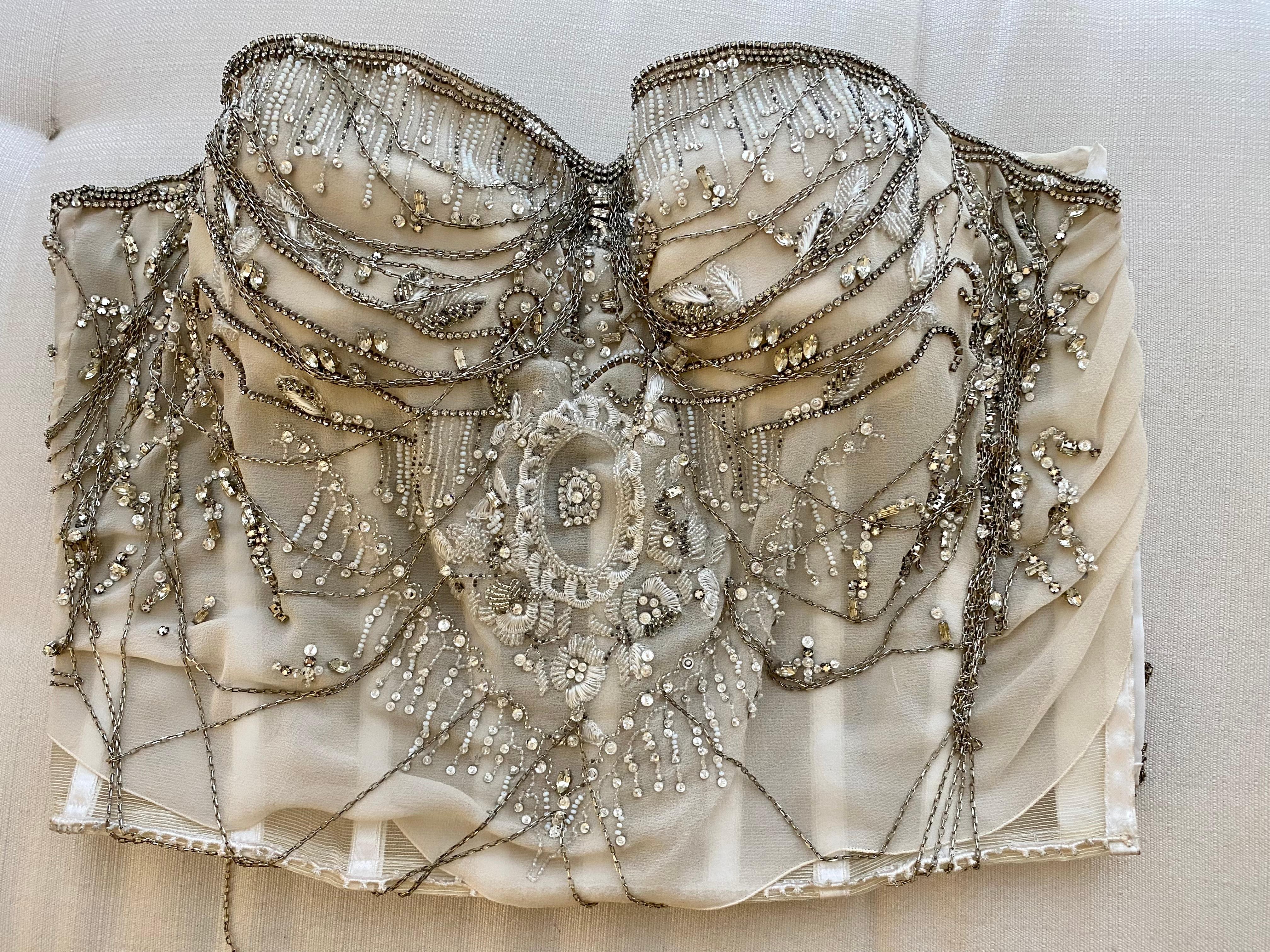 2000s Gianfranco Ferre Silk Embellished Evening Bustier  For Sale 1