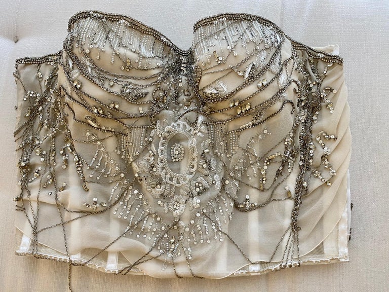2000s Gianfranco Ferre Silk Embellished Evening Bustier  For Sale 4